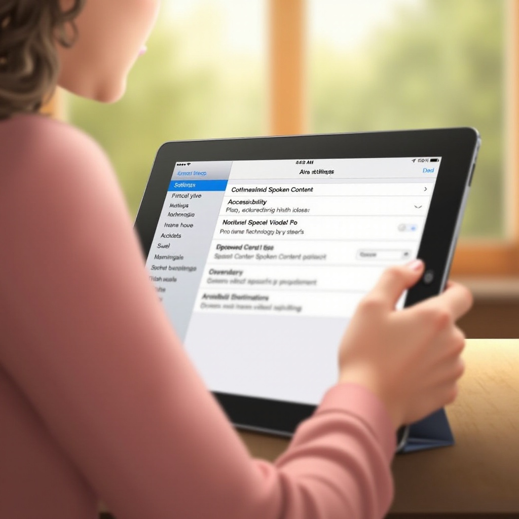 paramètres de contenu parlé d'accessibilité sur l'iPad